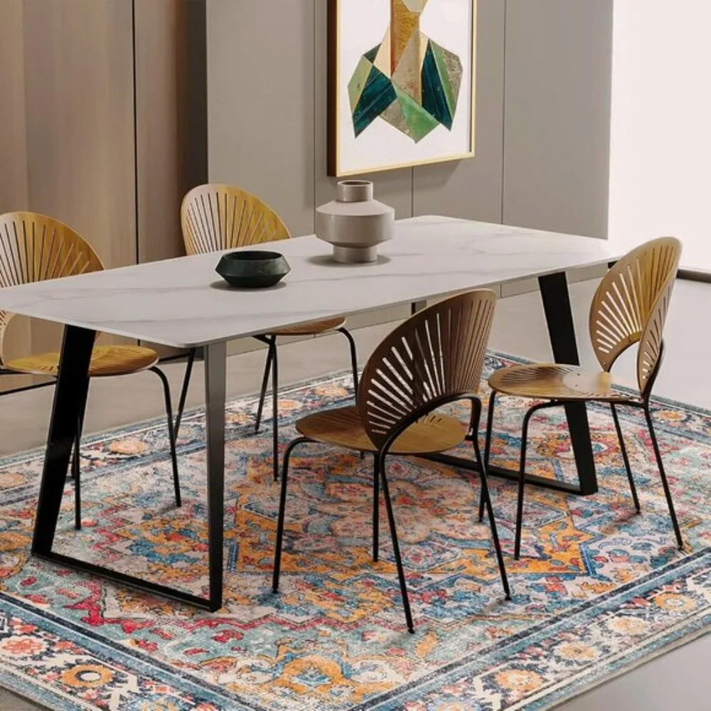 New 5x7 Washable Boho Rug, Non-Slip Distressed Medallion Carpet for Home & Room